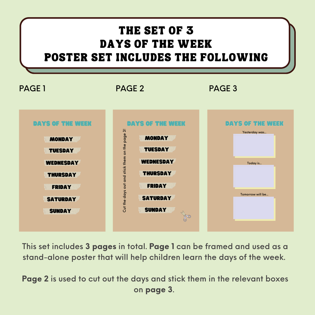 Days Of The Week Poster Set